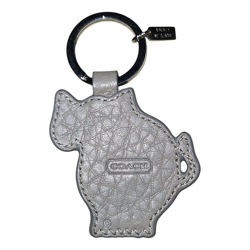 Coach Elephant Leather Keychain Gray Pink Whimsical Bag Charm - Rare, Authentic - Picture 2 of 4